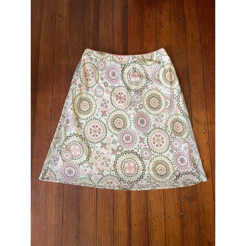 Vintage Dressbarn Light Green Floral Patterned Skirt Size Medium